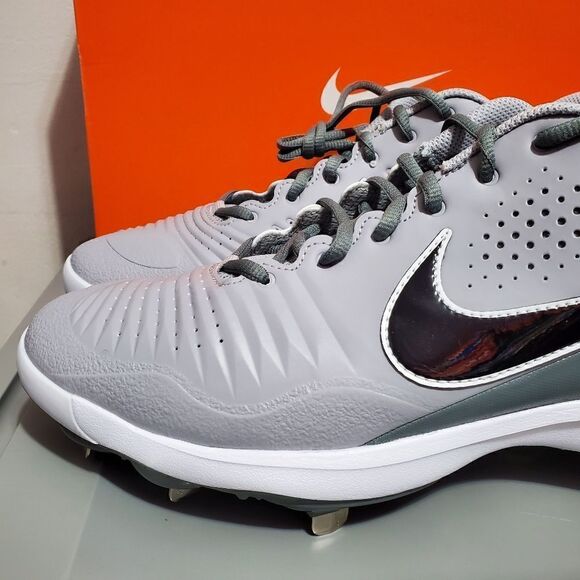 Nike Alpha Huarache 3 Varsity Low Mens Sz 12 Cleat Light Grey Black CT0829-023 - Picture 8 of 12